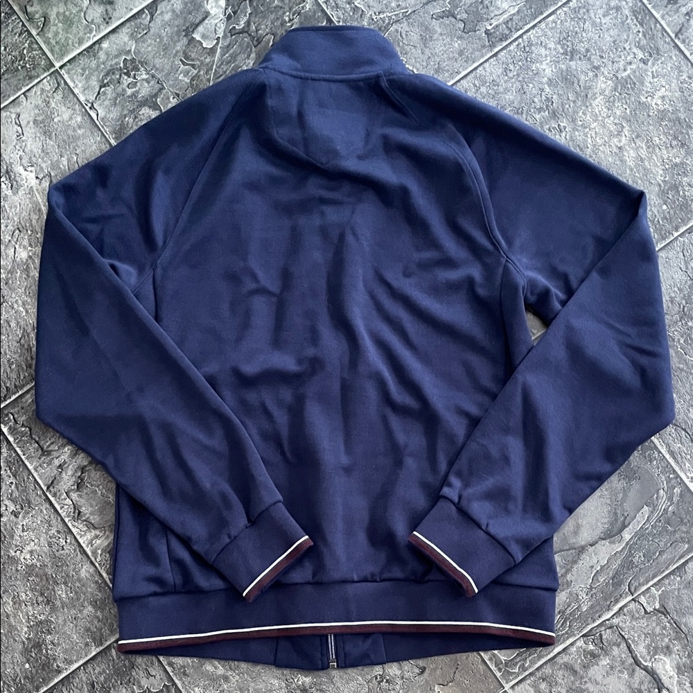 ROBERT GRAHAM Navy Blue Zip-up Sweater Preppy Coastal Casual Cottagecore - Picture 9 of 12